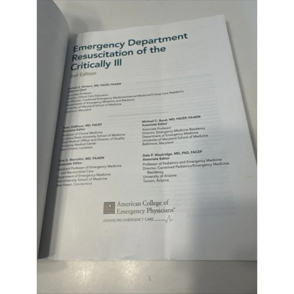 Emergency Department Resusitation‎ of the Critically Ill. Second 2nd Edition PB